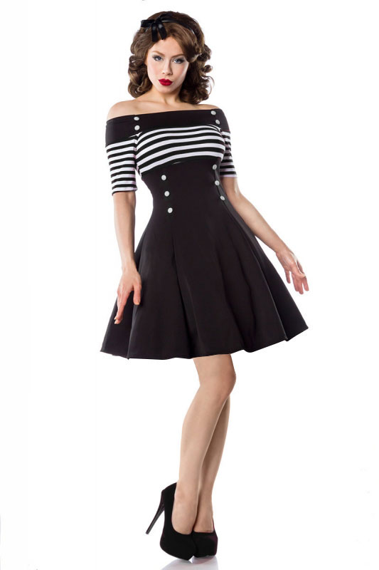 SZ60087-1Womens Classy Stripes A line Short Sleeve Cocktail Retro Vintage Dress